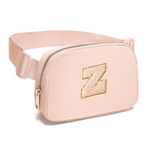 Image of Gitus Gifts for 8 9 10 11 12 Year Old Girls Belt Bag Fanny Pack Crossbody Bags with Initial Letter Patch Cute Stuff Birthday Gifts for Teen Girls Women Personalized Trend Stuff (Coral Pink-Z)