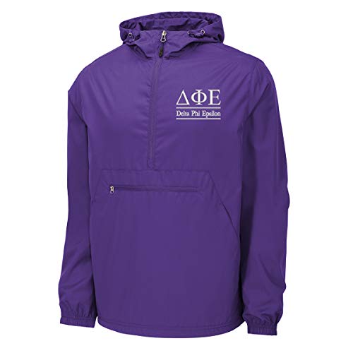 Delta Phi Epsilon Windbreaker - Anorak Pullover Jacket - Quarter Zip (Unisex Xxl, Purple) #TOP7
