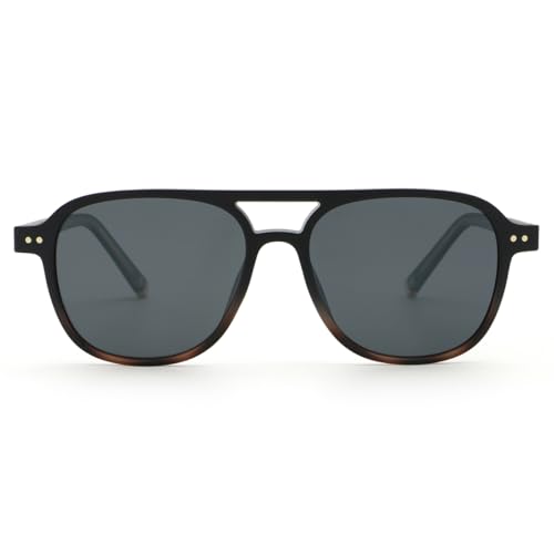 Male Polarized Sunglasses Retro Women Cp Acetate Temple Unisex Double Bridge Square Sun Glasses Uv4002