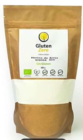 Harina de Arroz Blanca, Sin Gluten, 500 g. Pack de 3