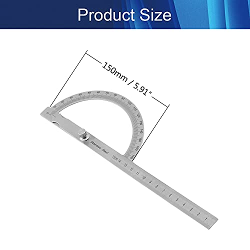 Transportador Protractor 180° Acero Inoxidable con Regla 150mm miniatura 2