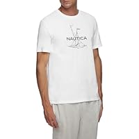 Nautica Men’s Short Sleeve Anchor Flag Graphic T-Shirt, Bright White, Medium