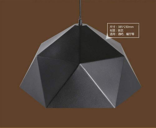 Lámpara de techo colgante industrial geométrica en hierro negro 460x275mm para salón 2
