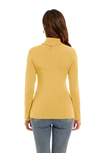 Image of Womens Long Sleeve Turtleneck T-Shirts Casual Lightweight Slim Fit Cozy Base Layer Top