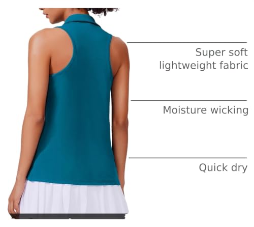 Image of PINSPARK Womens Golf Shirt UPF 50+ Sleeveless Collared Shirts Quick Dry Tennis Polo V-Neck Racerback Athletic Workout Tank