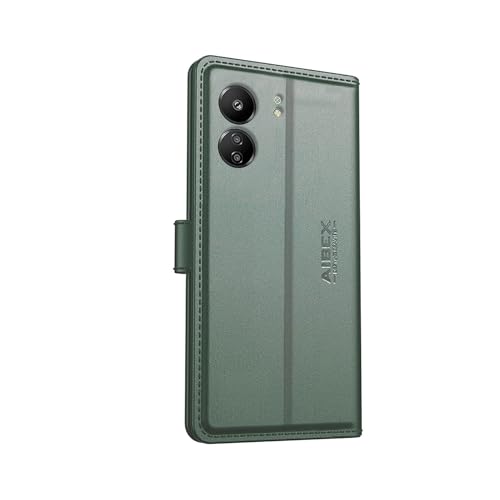 Image of AIBEX Compatible for Motorola Edge 40 Flip Cover Leather Finish | Inside TPU with Card Pockets | Wallet Stand | Complete Protection Flip Case - Green