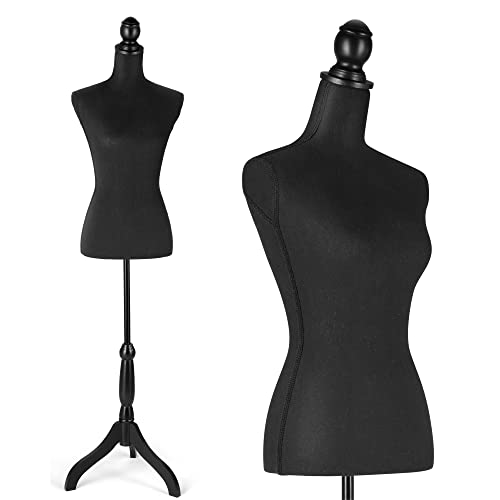 Female Mannequin Torso Dress Form Height Adjustable Pinnable Mannequin Body With Sturdy Tripod Stand For Display, Black #TOP24