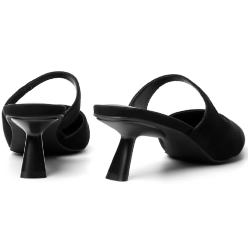 Image of Mostrin Kitten Heels for Women Pointed Toe Pumps Patent Leather Low Heel Slingback Heels with Buckle Dress Shoes for Dating Party Working