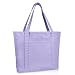 DALIX 20" Solid Color Cotton Canvas Shopping Tote Bag in Lavender