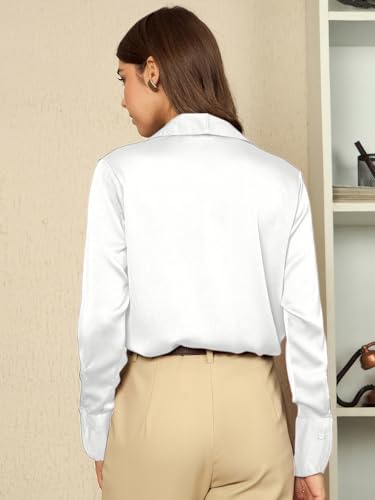 Image of Aahwan Women Satin Regular Fit Black Solid Button Up Drop Shoulder Officewear Casual Formal Long Sleeve Shirt