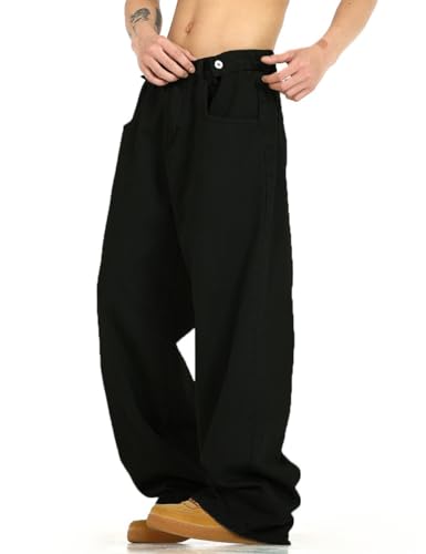 Nutriangee Men's Y2k Hip Hop Baggy Jeans Wide Leg Denim Pants Casual Loose Fit Streetwear Denim Pants2