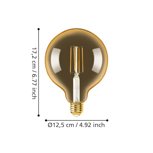 Eglo Connect.z Smart Home E27 LED Filament Light Bulb, G125, ZigBee, app and Voice Control, dimmable, Warm White, 650 Lumen - Image 3