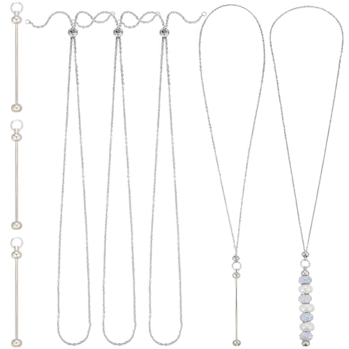 El Mejor Listado de Kits de fabricación de abalorios - los preferidos. 48 SUNNYCLUE - 1 caja de 12 piezas, 6 juegos de collares con abalorio en blanco, cadena deslizante de acero inoxidable plateado con barras de llavero para kits de fabricación de...