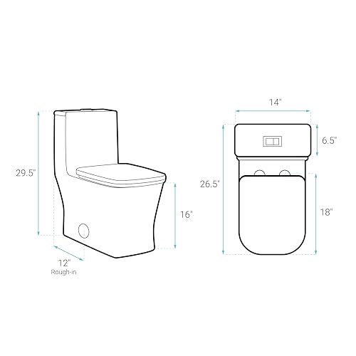 Image of Concorde One Piece Square Toilet Dual Flush in Matte Black, Black Hardware 1.1 /1.6 gpf
