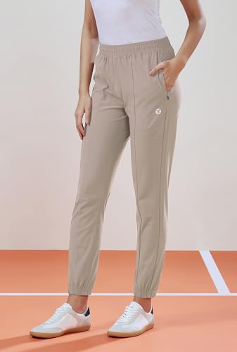 Image of TECHNOSPORT Women's Relaxed Fit Active Sports Joggers with DURACOOL Technology Mid Rise Drawstring Track Pants with Pockets Moisture Wicking Polyester Athleisure Workout Running Lounge Wear