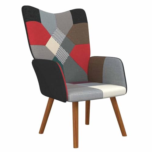 Qnhdfrt Relaxsessel Patchwork Stoff 61,5 x 69 x 95,5 cm Schwarz Grau...