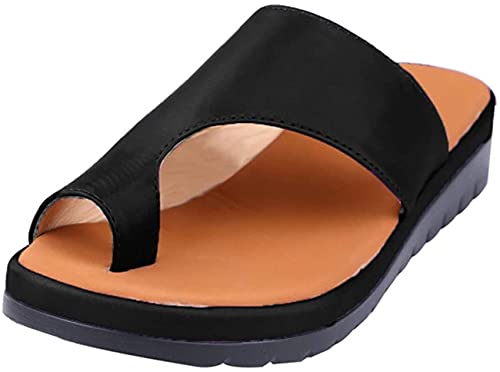 Soulager l'hallux valgus avec nos mules orthopédiques en cuir PU noir taille 39