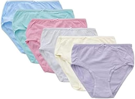 ArkXani Paquete de 3 bragas para niñas, 100 % algodón, paquete múltiple, ropa interior cómoda para la escuela y uso diario para edades de 3 a 12 años, Pastel, 6-8 años