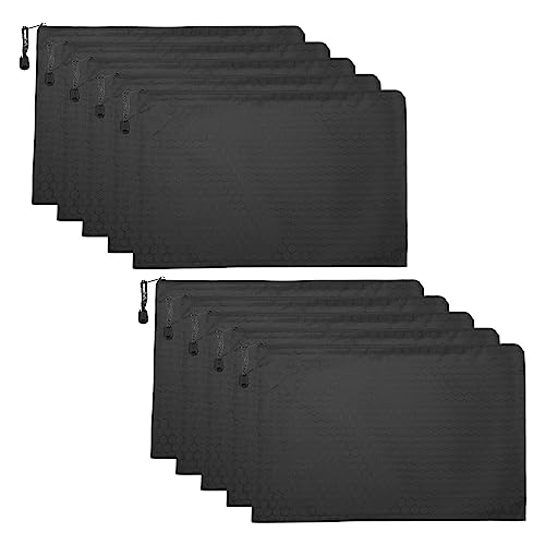 Bolsas de archivo impermeables PATIKIL A4 con cremallera organizador negro paquete de 10