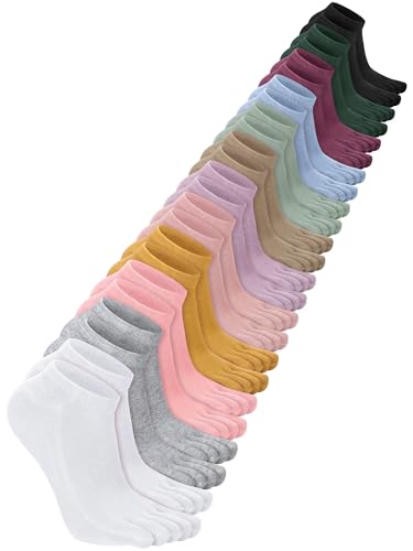 Image of Bencailor 6 /12 /32Pairs Women Toe Socks Five Toe Cotton Socks Ankle Sock with Toes Separated for Women Men Athletic Running