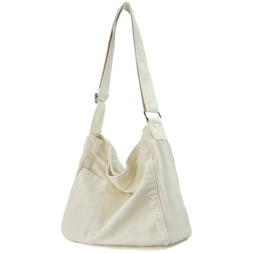Image of KAMEILONG Canvas Crossbody Shoulder Bag Casual Hobo Bag Travel Tote Bag Messenger Bags Cute Large Purse for Women