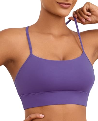 Image of Womens Y-Back Sports Bra, Weightless Padded Yoga Bra, Spaghetti Strap Low Impact Gym Top for Workout & Daily Wear