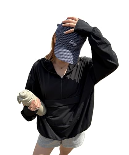[ウィゴー] ハーフジップ アノラック パーカー トップス アウター 服 シンプル レディース F ブラック