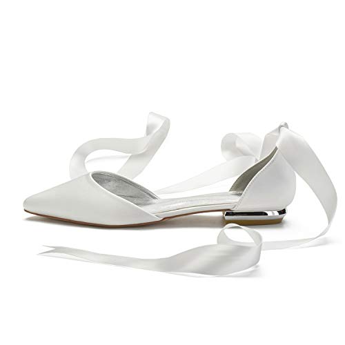 ADMLZQQ Flats Shoes Women Satin Wedding Pointed Toe Dress Flat Shoes Comfortable Flats for Women Dressy3