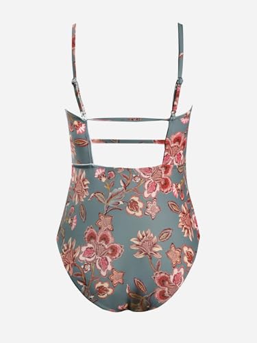 Image of CUPSHE Women Swimsuit One Piece Bathing Suit Square Neck Cutout Back Tummy Control with Adjustable Spaghetti Straps