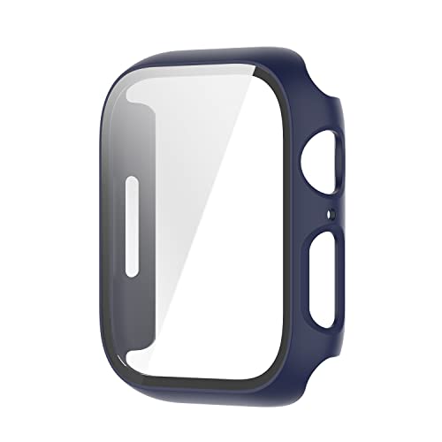 BoLuo 2 Pack of Cover compatible for Apple Watch Series 7 45mm Screen Protector,Smartwatch Case Skin Pounch,Anti-scratch Plating PC Watch Case Bumper Cover Shell for iWatch Series 7 45mm (navy blue) - Image 3