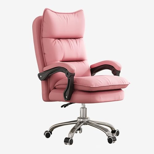 Chaise de bureau ergonomique avec accoudoirs et dossier épais rose