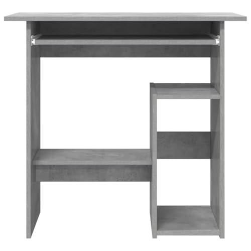 Bureau gris béton 80 x 45 cm compact avec étagère et compartiment clavier - 5