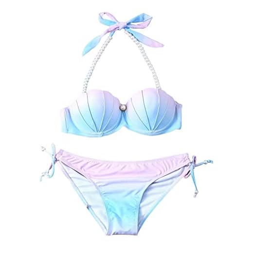 Boat Neck 4-Jul 2 Piece Bathing Suits for Teens Sexy Women's 2 Piece Gradient Bikini Bathing Suit String Swimsuit Sexy Bikini Cover up Skirt Bathing Suit