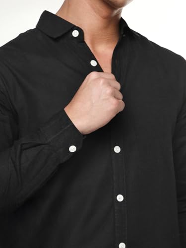 Image of Urbano Fashion Men's Linen Blend Full Sleeve Relaxed Fit Casual Solid Shirt