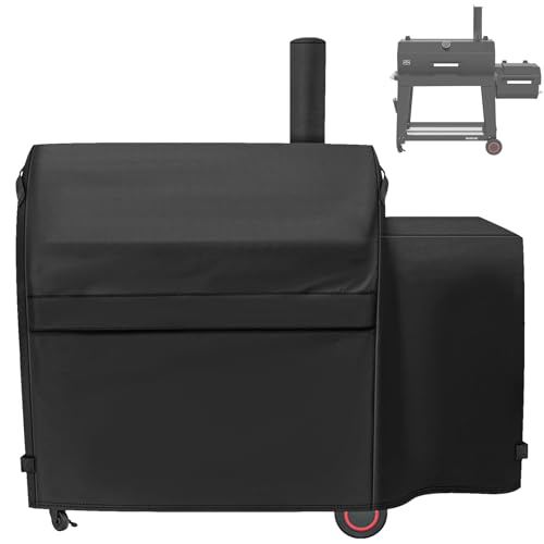 Grill Cover for Nexgrill Oakford 1150 Reverse Flow Offset Smoker Charcoal Grill, Waterproof UV Resistant Nexgrill Oakford 1150 Pro Grill 810-0071 Cover, 600D Heavy Duty