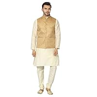Uri and MacKenzie Men’s Silk Blend Kurta Pyjama Set With Nehru Jacket