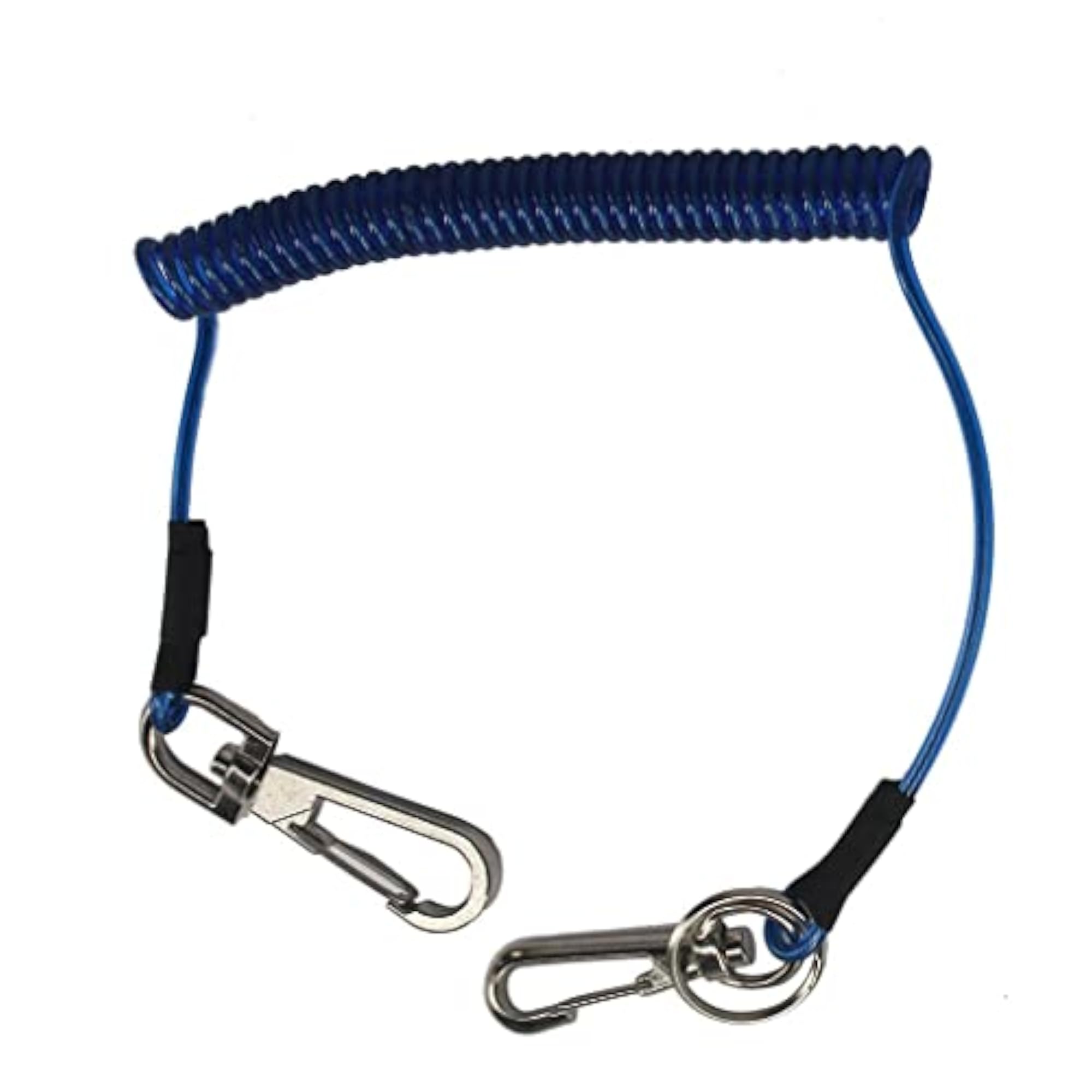 20xRetractable Coiled Fishing Lanyard Steel Wire Pier Rope Tether Blue