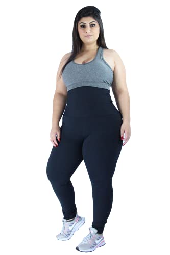 Kit 2 Leggings Plus Size Suplex Modeladora Cós Super Alto PRETO-MARROM G1