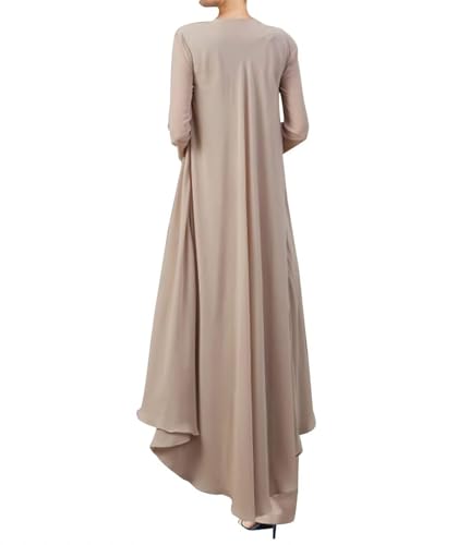 3 Pieces Mother of The Bride Dresses Pant Suits for Wedding Guest Groom Outfit Lace Chiffon Formal Gown Set with Jacket Rose Pink 142