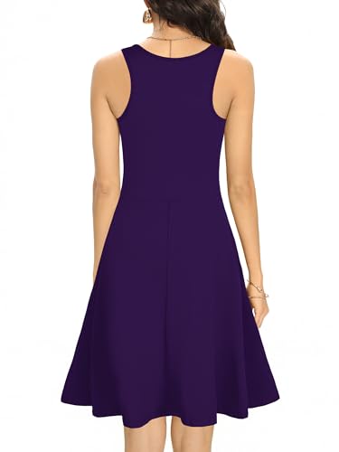 Image of Missufe Women's Sleeveless Racerback Flared Casual Plain Tank Dress