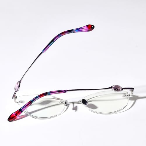 Image of FONEX Titanium Glasses Frame,Rimless Frameless Luxury Diamond Optical Eyeglasses for Women
