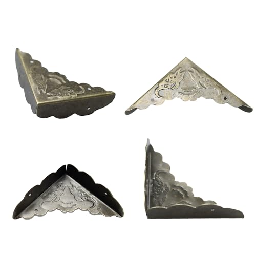 Image of 24Pcs Decorative Metal Box Corner Guard Protectors, 1.6 inch x 1.6 inch Antique Bronze Edge Covers for Furniture, Jewelry Boxes, Cabinets