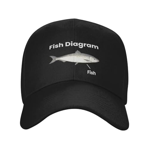 Casquette de baseball drôle avec diagramme de poisson en coton doux et respirant