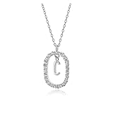 LNNSHX Collares Plata de Ley 925 Circón Blanco Dorado Letra MSCK Colgante Iniciales de Letra Collar de Cadena Larga para Boda de Mujer en 2021 (Tamaño: Oro B)