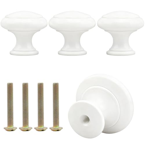 ATTEEFI 4 Piezas Tiradores Cajones, Blanco Pomos Armario, Forma de Hongo Tiradores Armarios, Incluye 4 Tornillos, para Cajones, Armarios, Tocadores y Roperos