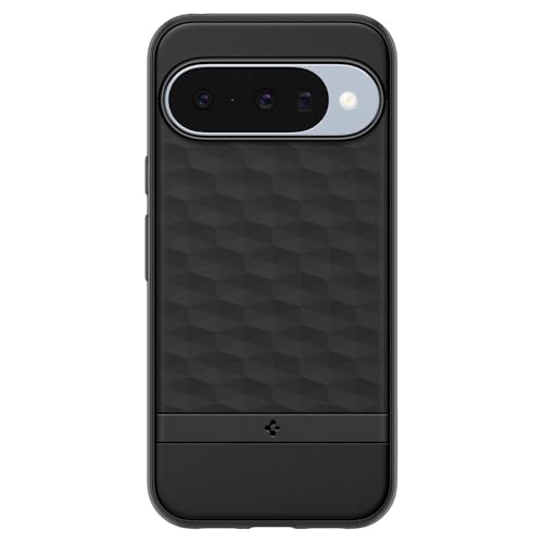 Image of Spigen Parallax MagFit Back Cover Case for Pixel 10 Pro /10, Pixelsnap Compatible, 3D Hexa Cube Design - Polycarbonate + TPU | Matte Black