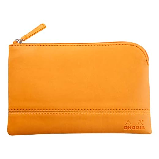 Rhodia 116547C - Rhodiarama pochette zippé en simili cuir italien - taille S (11x17 cm) ORANGE