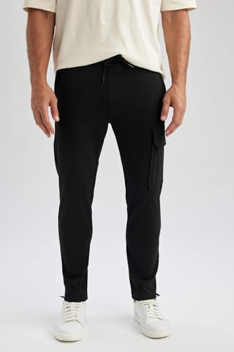 Sweatpants de qualité DeFacto A5267AX noir coupe ajustée masculine
