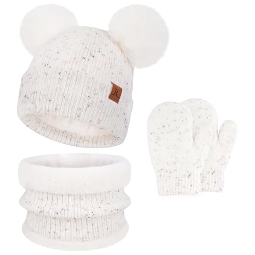 Image of Toddler Kids Winter Hats Gloves Scarfs Beanie Mittens Neck Warmer for 0 6 12 Months 1 2 3 4-8 Year Old Baby Girls Boys Gifts