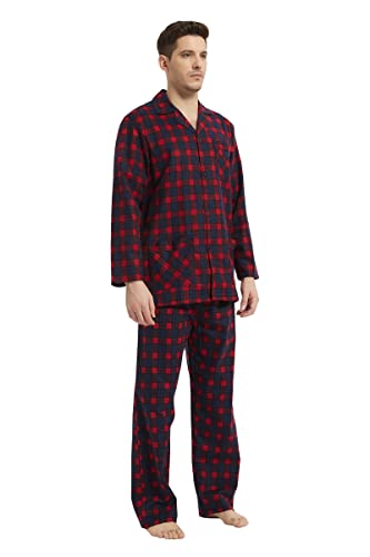 amaxer Men's Flannel Pajamas Set Men's Home Fashion Pajamas with Pockets and Drawstring 100% Cotton Soft Pjs for Men2
